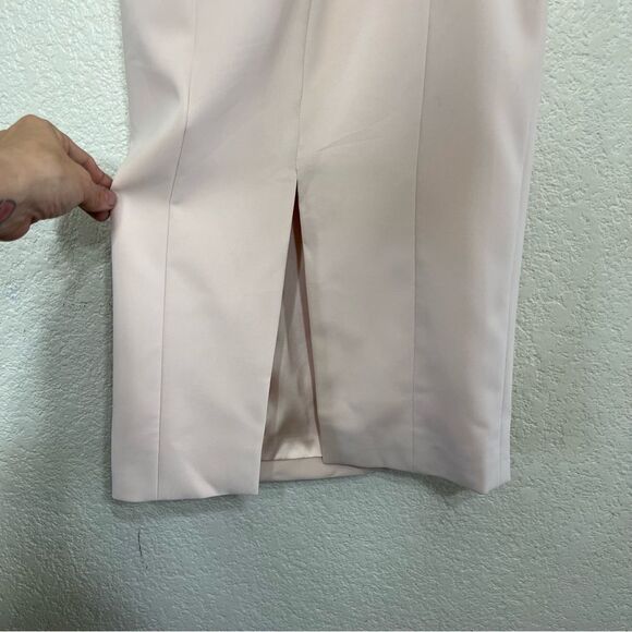 JAY GODFREY Rollins Off Shoulder Midi Blush Nude Dress Ruffle Size - Picture 10 of 13